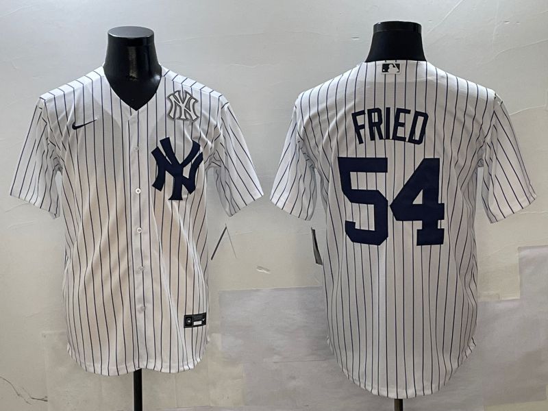 Men New York Yankees #54 Fried White Stripe Game Nike 2025 MLB Jersey style 6